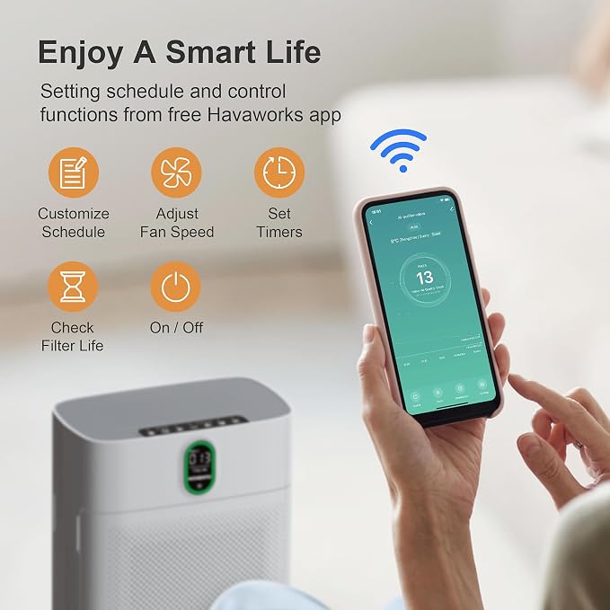 MORENTO Air Purifier for Home Large Room Bedroom Up to 1076 ft², Wi-Fi and - Image 2