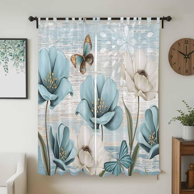 Spring Floral Living Room Curtains 84 Inch Length, Window Curtains Tab Top - Image 2
