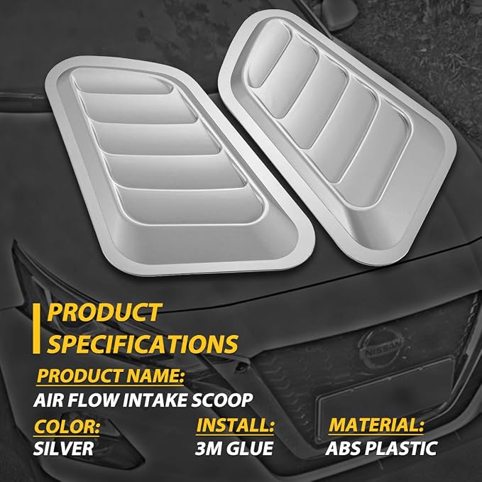 KaTur 1 Pair Universal Car ABS Decorative Air Flow Intake Scoop Turbo Bonnet - Image 5