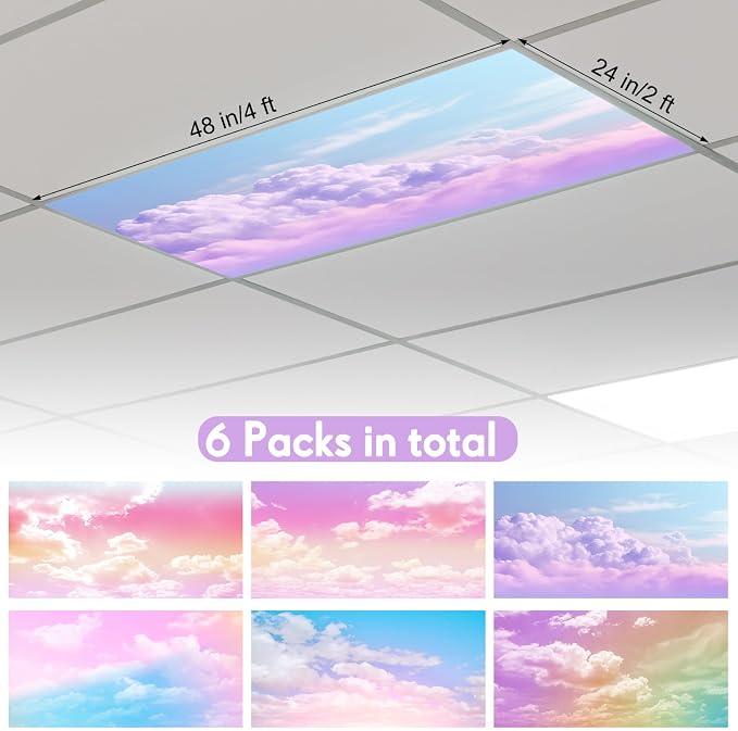 Outus 6 Pcs Fluorescent Light Cover Classroom Lighting Cover - Image 2