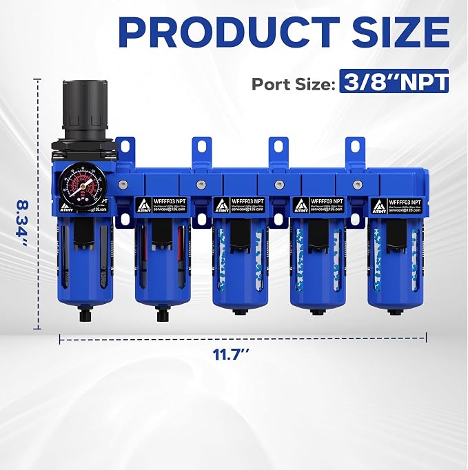 3/8'' NPT 5 Stage Air Dryer for Compressor, 5 &0.01 Micron Filter Cartridge Air - Image 2