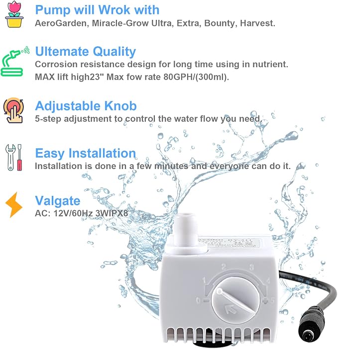 Aero-Garden Pump with 10 Filters, 200623 Pump Fit - Image 6
