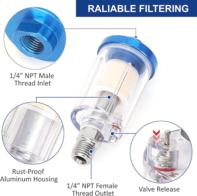 22 Pieces Air Compressor Accessories kit, 3/8 inch x 50 ft Hybrid Air Hose Kit - Image 4
