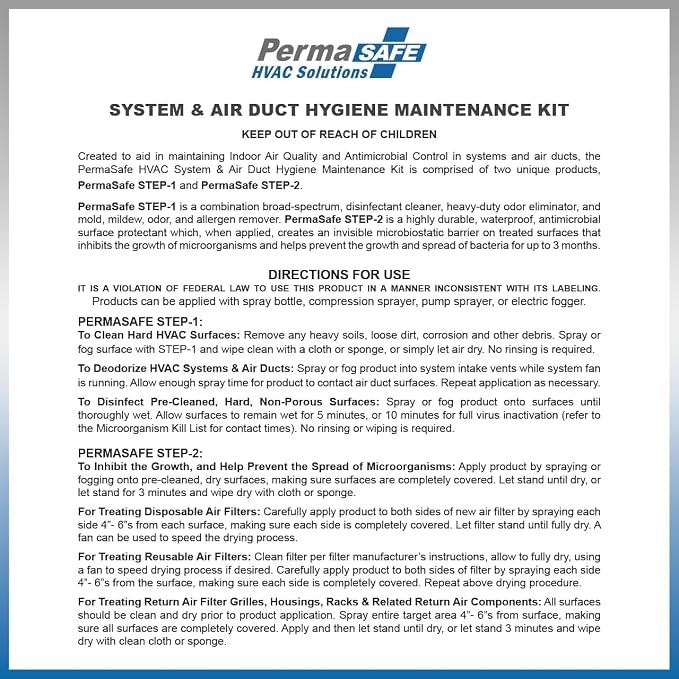 PermaSafe HVAC Solutions, System & Air Duct Hygiene Maintenance Kit, Preserves - Image 3