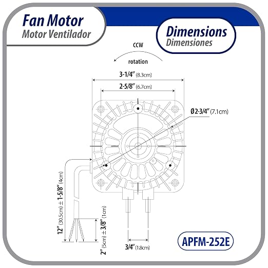 Appli Parts APFM-252E 25W refrigeration condenser and evaporator motor 220V - Image 3