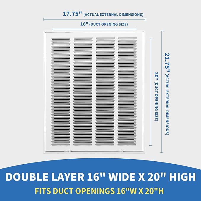 16x20 Return Air Grille, Return Air Vent Cover - Image 2