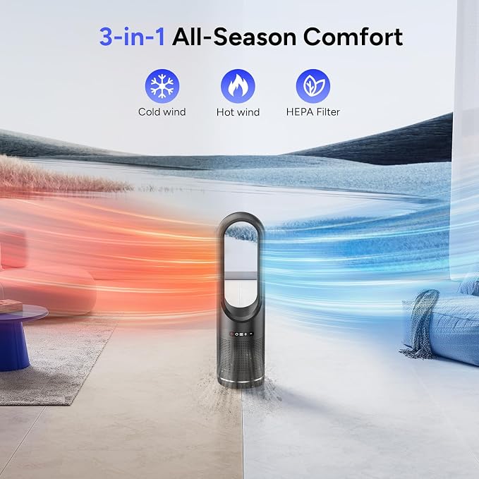3 IN 1 Tower Fan, 31.5Inch Cooling & Heating Bladeless Fan - Image 2