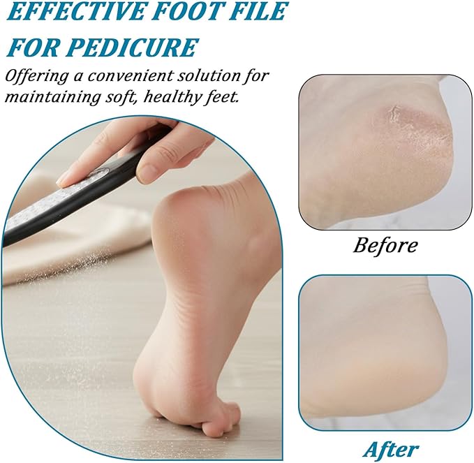 Double-Sided Nano Glass Foot File, Heel Scraper for Cracked Heels and Dry Dead Skin, Black Calloused Feet Remover Tool, Professional Foot Files Pedicure File for Home Salon