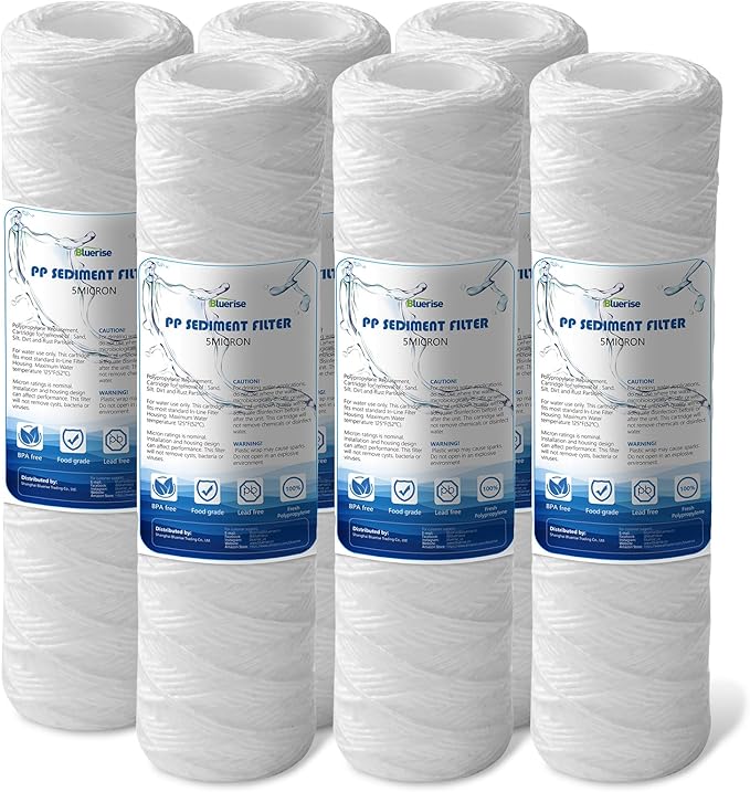 BLUERISE 5 Micron 10"x2.5" Wire Wound Whole House Water Filter Replacement by Bluerise