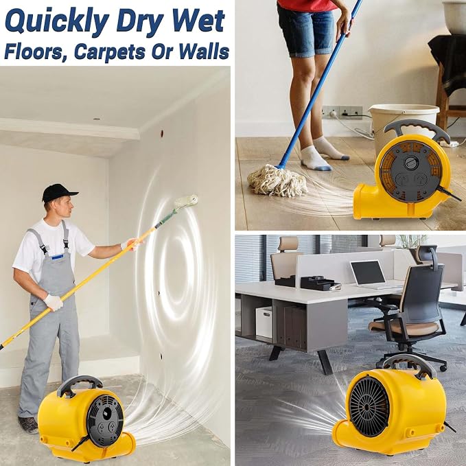 Air Mover Blower Fan, Industrial 1/3HP 1200CFM Monster Floor Blower Carpet - Image 6