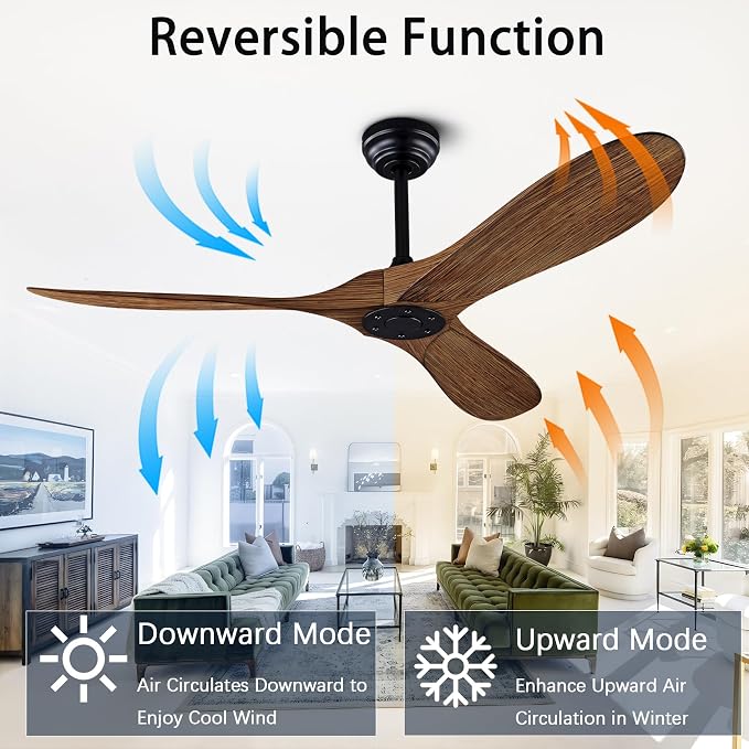 QUTWOB 52" Ceiling Fan with Remote Control No Lights, Modern Reversible DC - Image 4