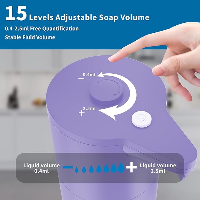 Aunmaon Automatic Touchless Soap Dispenser, Upgrade 15 Adjustable Volume for Thick and Thin Liquid, Hands Free for Kitchen & Bathroom