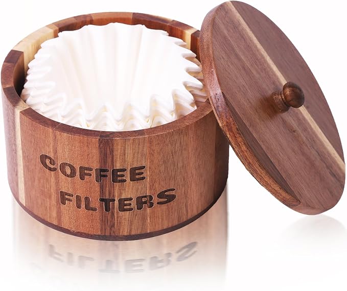 Acacia Wood Coffee Filter Holder and Storage by CATORY