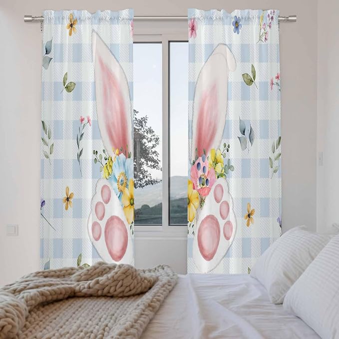Easter Window Curtains 72 Inch Long 2 Panel Set, Rod Pocket Long Curtains & - Image 4