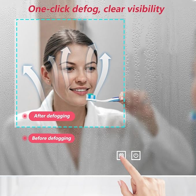 Irregular Bathroom Mirror with LED Lights, Wall Mounted Mirror with Touch - Image 2