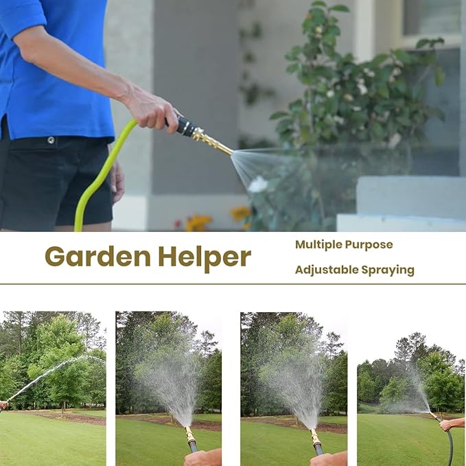 Garden Hose Nozzle, High Pressure Water Hose Nozzle Sprayer Head,fits 3/4” Garden Hose Thread,for Lawn & Garden,Washing Cars,Watering Garden,Cleaning,Showering Dogs&Pets（Brass）
