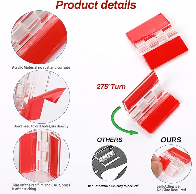 12 Pcs Acrylic Small Hinges - Image 3