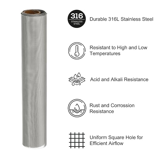 PATIKIL 40"L x 10"W Woven Wire Mesh, 150 Mesh 316L Stainless Steel Air Vent - Image 3
