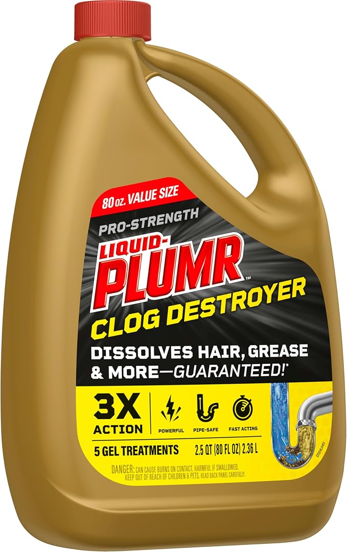 Clorox Liquid-Plumr Pro-Strength Clog Destroyer, Liquid Drain Cleaner, 80 Fluid - Image 12