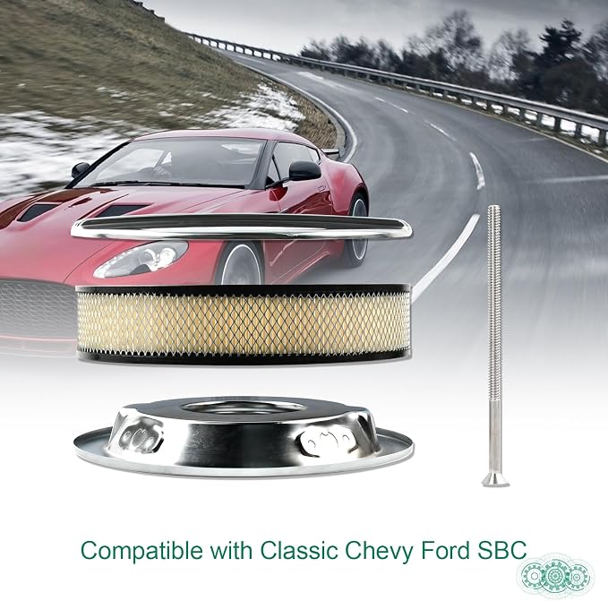 14 x 3 Inch Round Polished Air Cleaner Kit Half Finned Drop Base Compatible - Image 7