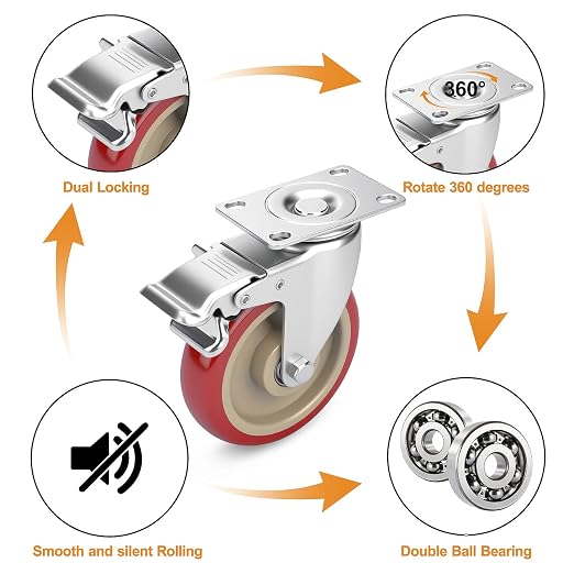 5 Inch Industrial Heavy Duty Swivel Caster Wheels - Image 3