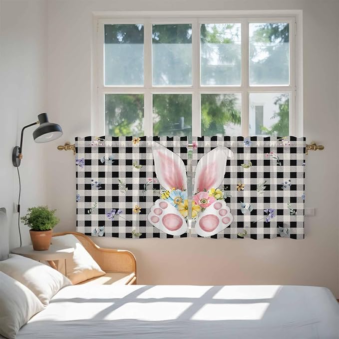 Easter Kitchen Tier Curtains 24 Inch Long 2 Panel Set, Rod Pocket Cafe Small - Image 4