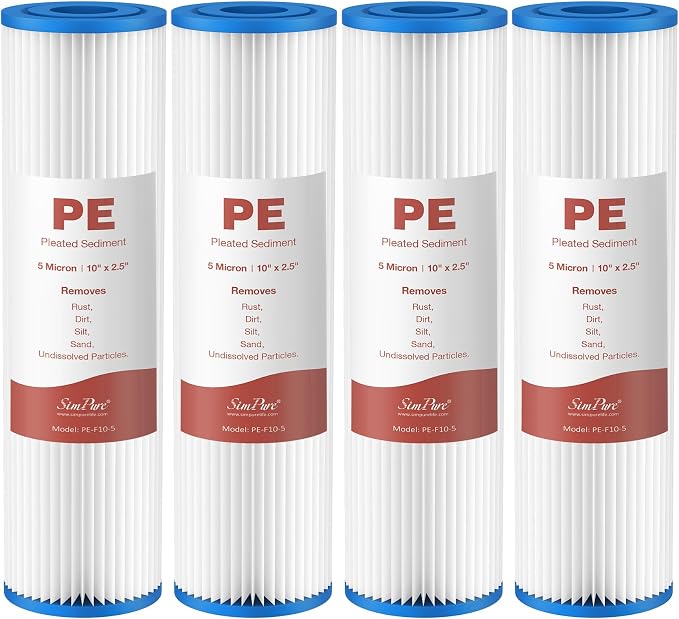 SimPure 10"x2.5" Pleated Polyester Sediment Water Filter Replacement Cartridge by SimPure_Water