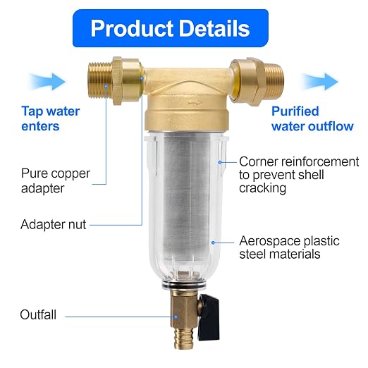 Whole House Spin Down Sediment Water Filter, 40 Micron, Reusable and Flushable - Image 5