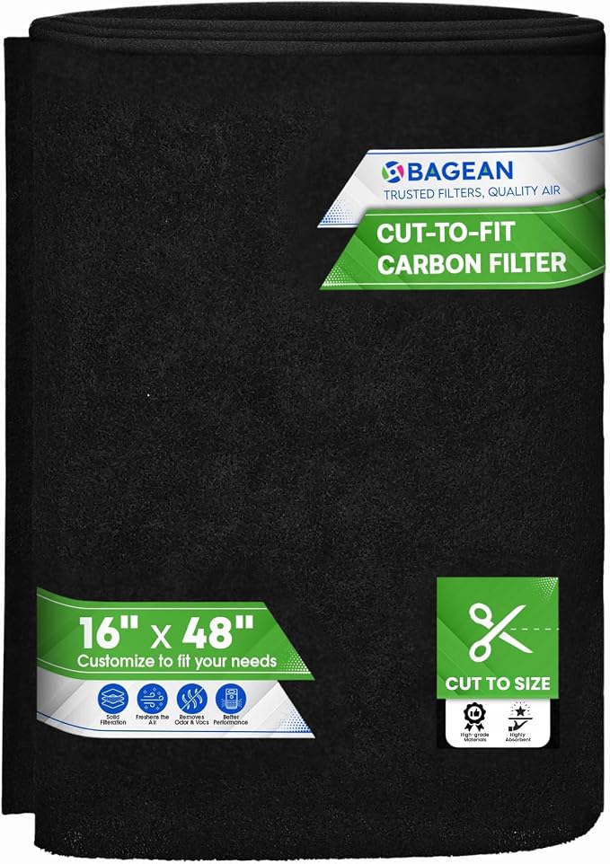 Cut to Fit Activated Carbon Filter Sheet 16” x 48” by Bagean