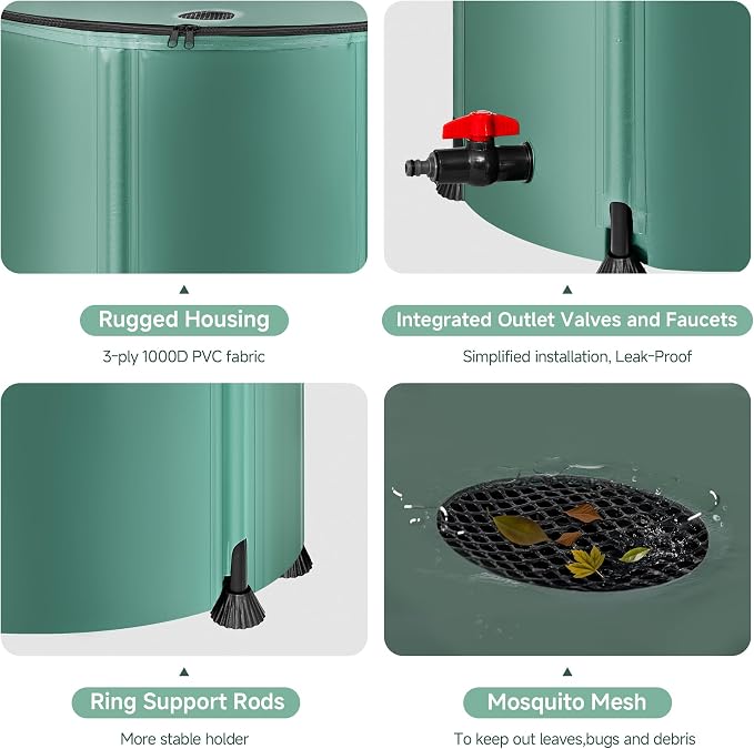 Collapsible Rain Barrel Water Storage Containers-53 Gallon Portable Rainwater - Image 3
