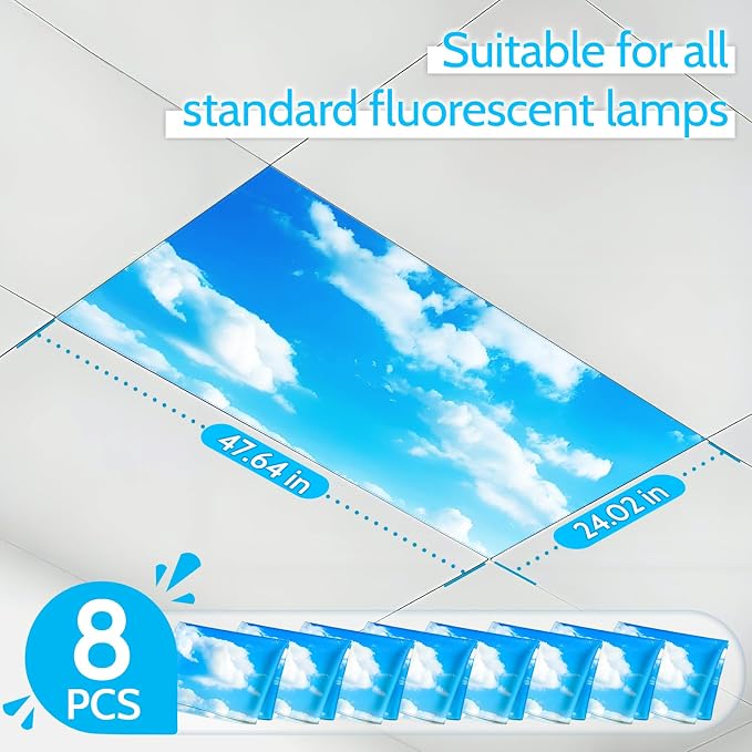 Sky Theme Magnetic Light Covers 8-Pack – Soft Sky Cloud Ceiling Light Filters - Image 3