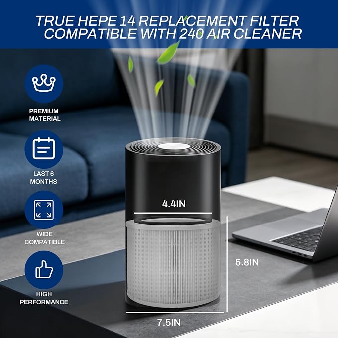 240 Replacement Filter Fits for 240 Air Purifier Cleaner, 3-in-1 Hepa 14 Filter - Image 2