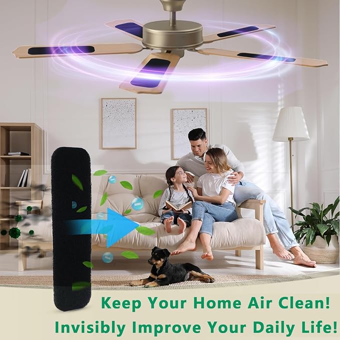 15 Pack Ceiling Fan Filters for Blades, Strong Activated Coconut Carbon Filter - Image 7