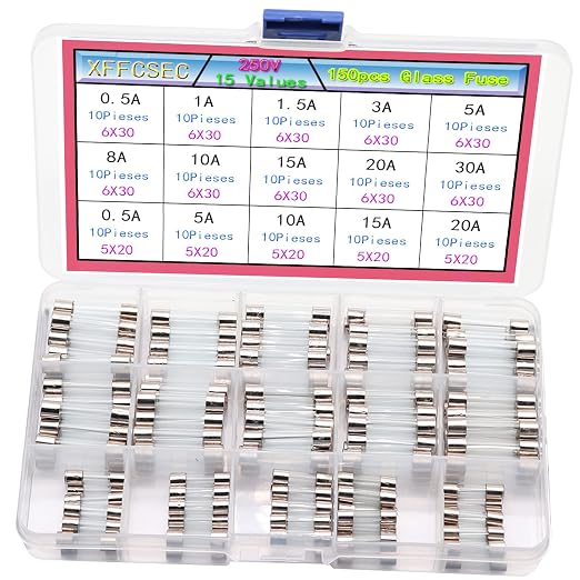 Inline Fuse Kit:150 PCS 15 Values 250V Fuse 6x30mm 0.5A, 30A 5x20mm 0.5A by XFFCSEC