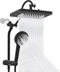 Hibbent Upgraded cUPC Certified 13'' Shower Head Combo, High Pressure 5 Spray Rainfall Showerhead with 10 Sprays Handheld, All Metal 3-way Diverter Shower Arm, 71'' Hose and Holder, Matte Black