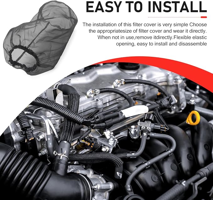 Air Filter Cover, Thickened Car Cold Air Intake Filter Dust Sock Cover - Image 6