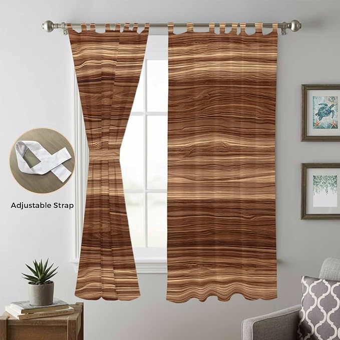 Brown Western Living Room Curtains 96 Inch Length, Window Curtains Tab Top - Image 5