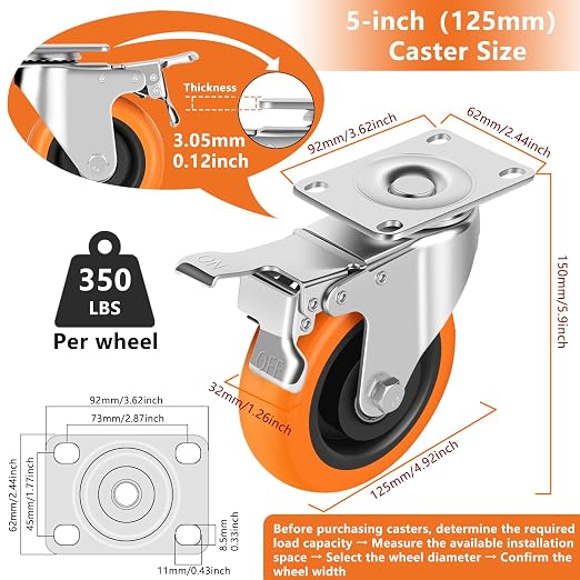 Caster Wheels, Swivel Plate Caster, No Marks Castor Wheels - Image 3