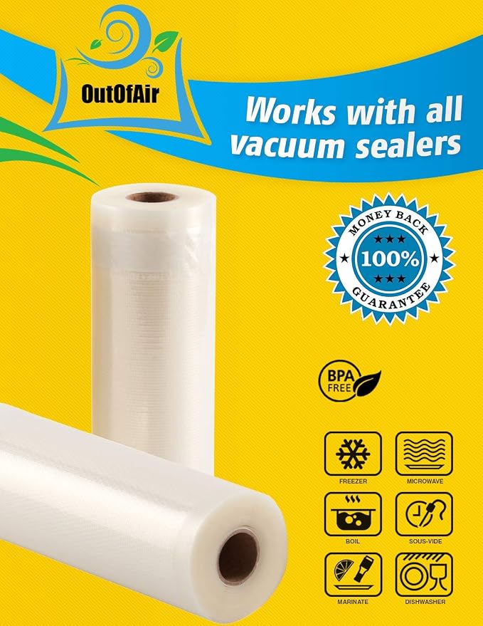 8" x 25' Rolls - Pack of 2 - OutOfAir Vacuum Sealer Rolls. Works - Image 6