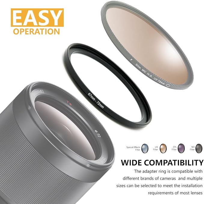 40.5mm to 43mm Step-up Adapter Rings Filter Adapter Black Metal Step Down - Image 5