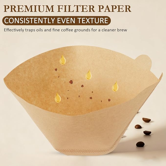 200 Count Unbleached Coffee Filters Natural Brown Cone Coffee Filter Paper - Image 3
