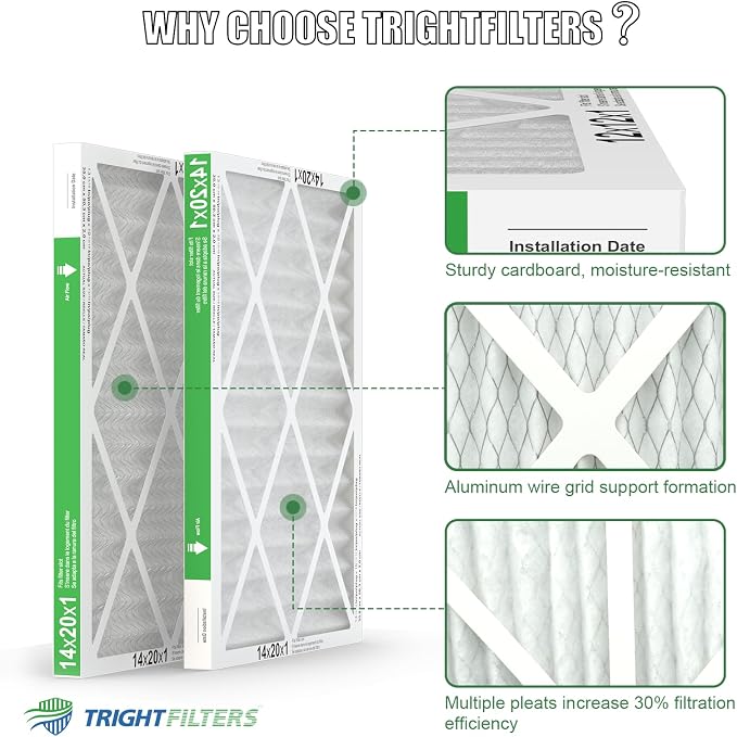14x20x1 Air Filter 4 Pack, MERV 8 Pleated Dust Defense Air Filters Replacement - Image 4