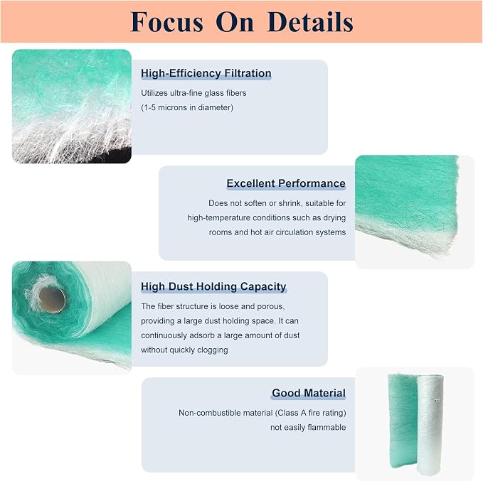 Paint Booth Exhaust Filter Roll 39.4’’ x 65.6ft, 2.4inch Thick Spray Booth - Image 4