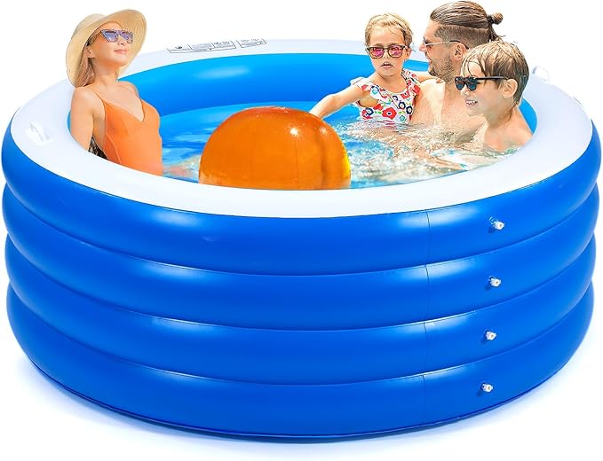 Biange Blow Up Pool, 72" X 30" Round Inflatable Swimming Pool, Kids Pool Inflatable, Kiddie Baby Swimming Pool for Backyard