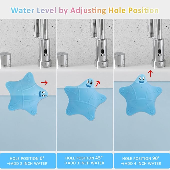 Bathtub Overflow Drain Cover, Silicone Tub Overflow Drain Cover, Soak Bathtub Drain Cover Stopper with Suction Cups, Cute Bathroom Spa Accessories Adds Inches of Water for Deeper Bath (Blue)