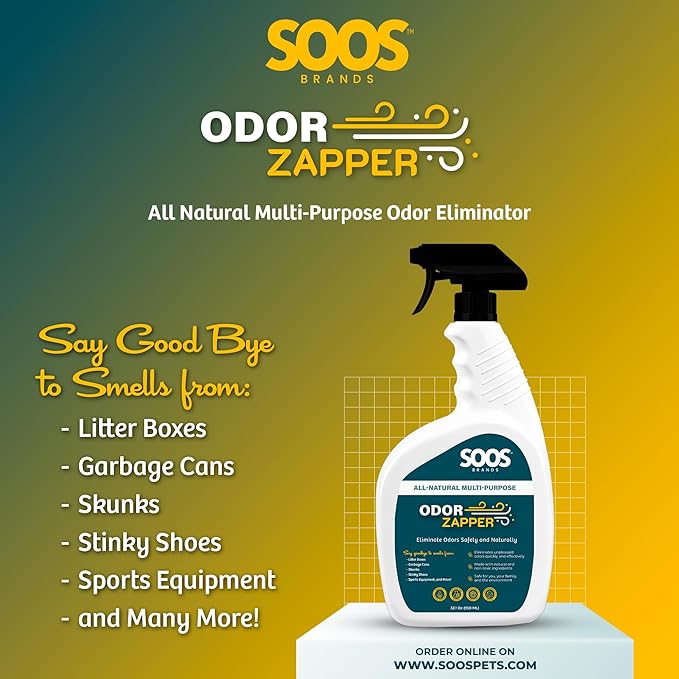 Soos Odor Zapper Natural Odor Eliminator Multi-Purpose Odor Removal Spray for Home and Beyond (32.1 oz / 950 ml)