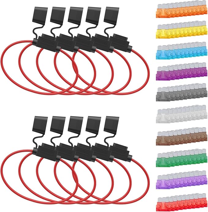 Newdeli 10Pack 14AWG Inline Fuse Holder 12V ATO/ATC Waterproof in Line Fuse by Newdeli