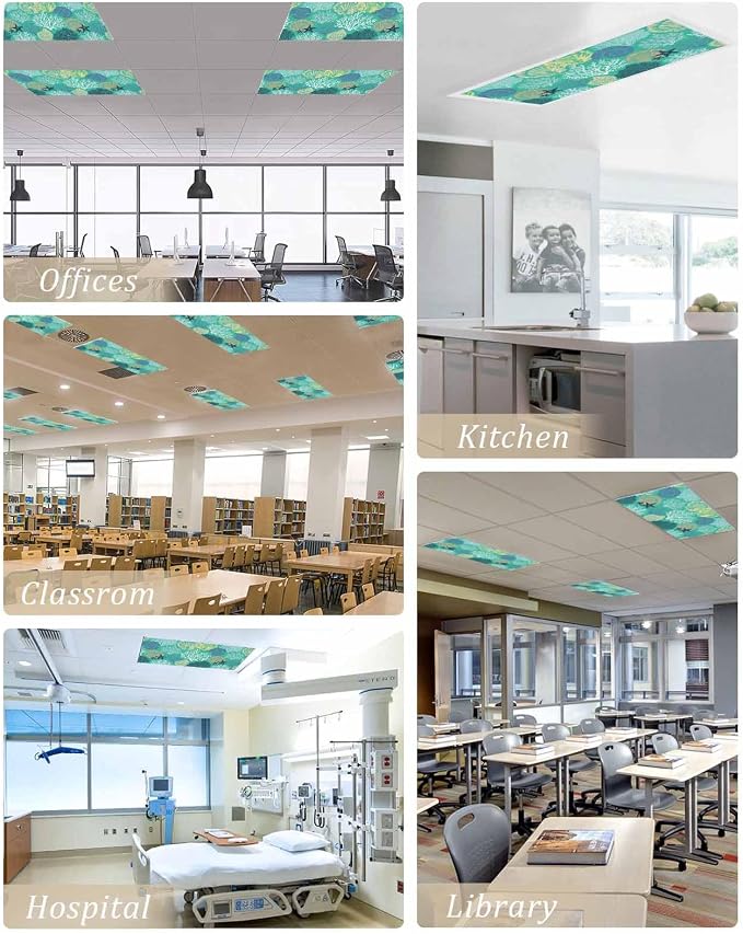 2 Pack Fluorescent Light Cover for Classroom Ceiling Light, Nautical Coastal - Image 5