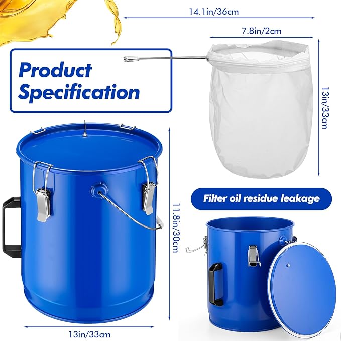6 Gal Fryer Grease Bucket Fryer Oil Transport Bucket - Image 4