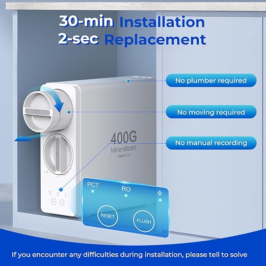 TOKIT Reverse Osmosis Water Filter, U1 Alkaline Mineral Under Sink Water Filter - Image 7